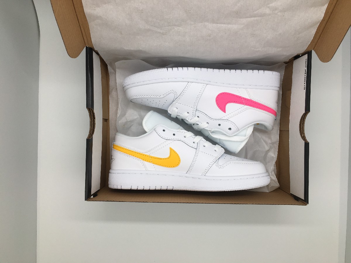 Air Jordan 1 Low Shadow White Pink Yellow Shoes